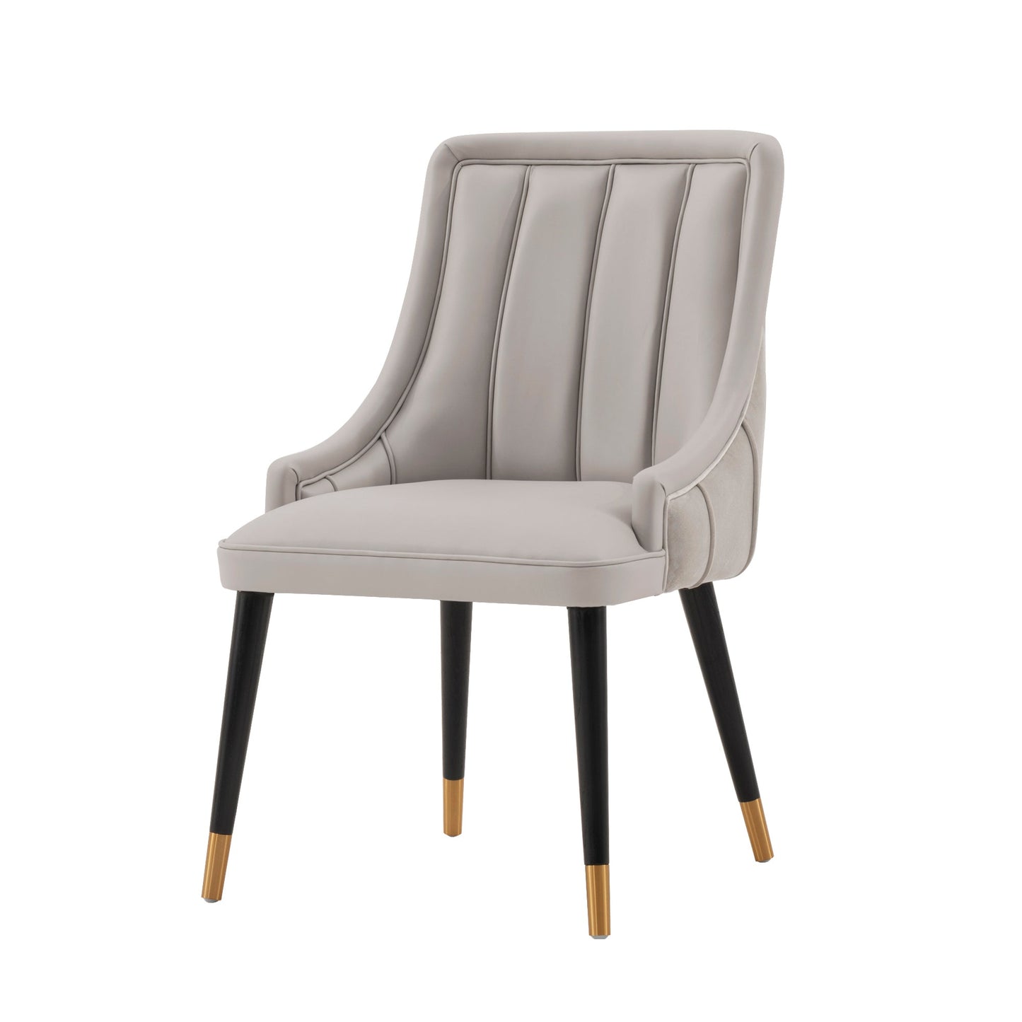 Manhattan Comfort Modern Eda Velvet and Leatherette Dining Chair in Grey- Set of 2 2-DC073-GY