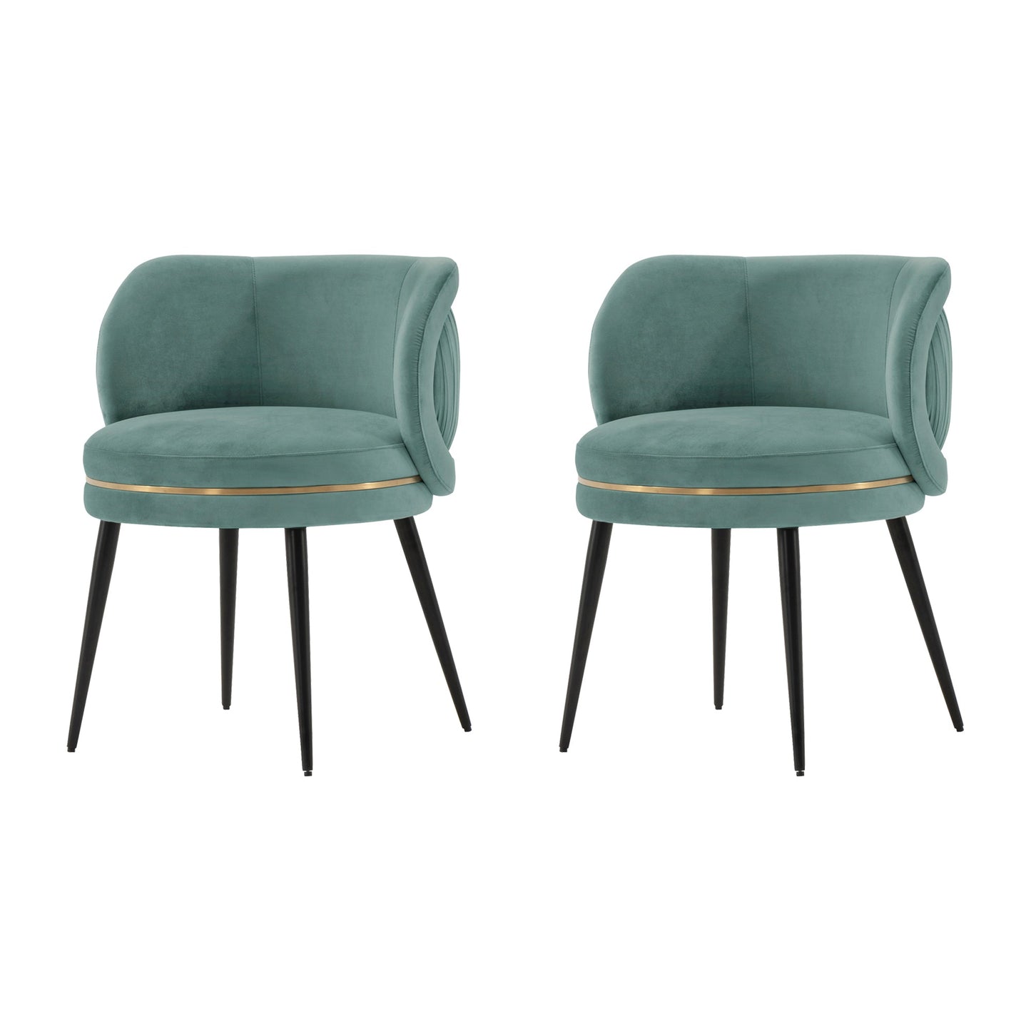 Manhattan Comfort Modern Kaya Pleated Velvet Dining Chair in Mint Green - Set of 2 2-DC080-MG