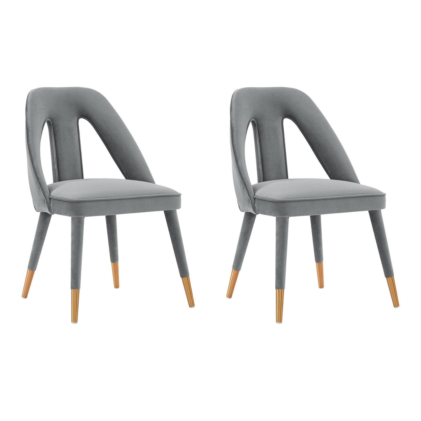 Manhattan Comfort Modern Neda Velvet Dining Chair in Grey - Set of 2 2-DC081-GY