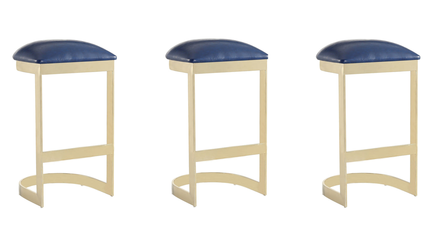 Manhattan Comfort Aura 28.54 in. Polished Brass Stainless Steel Bar Stool