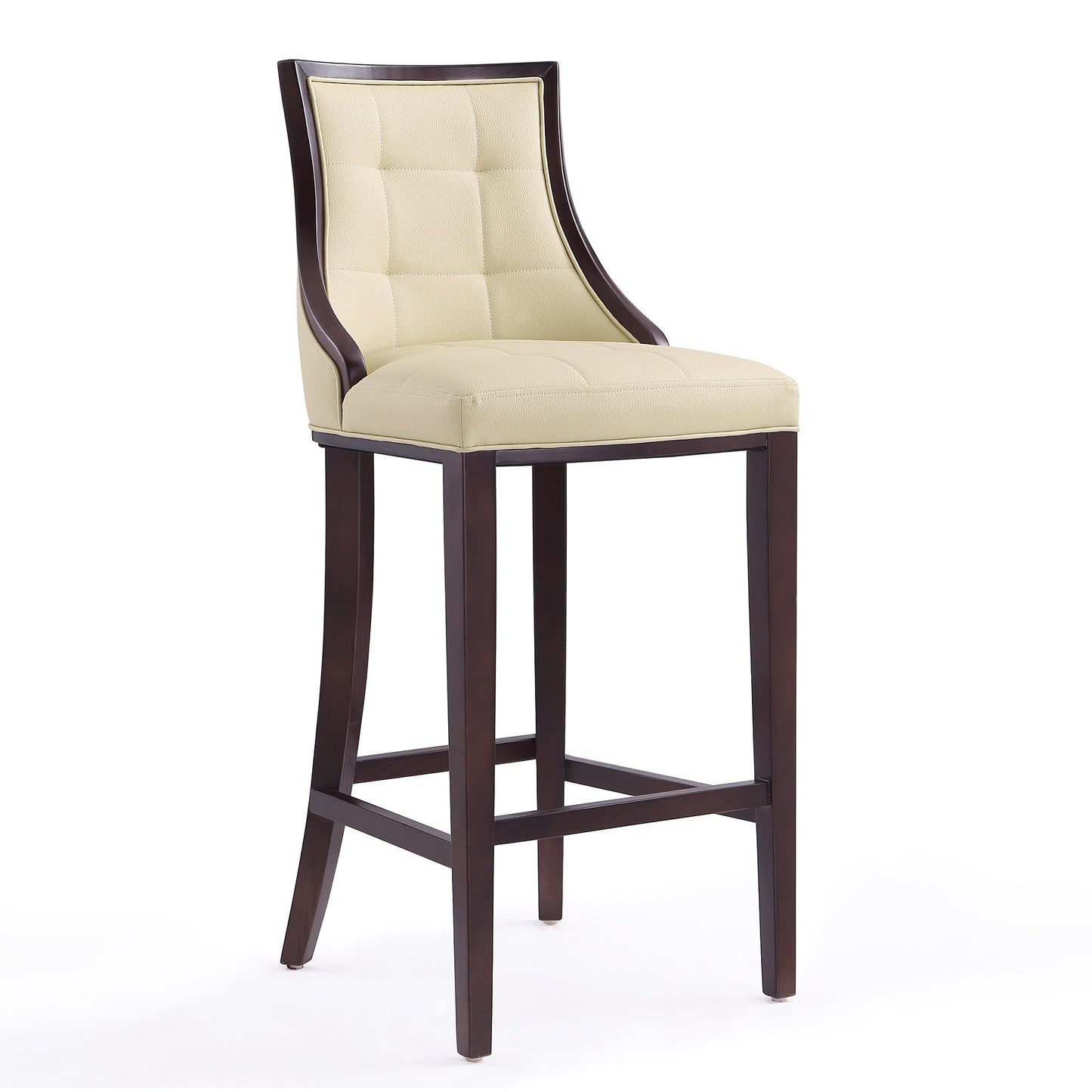 Manhattan Comfort Fifth Avenue 45 in. Cream and Walnut Beech Wood Bar Stool (Set of 3) 3-BS007-CR