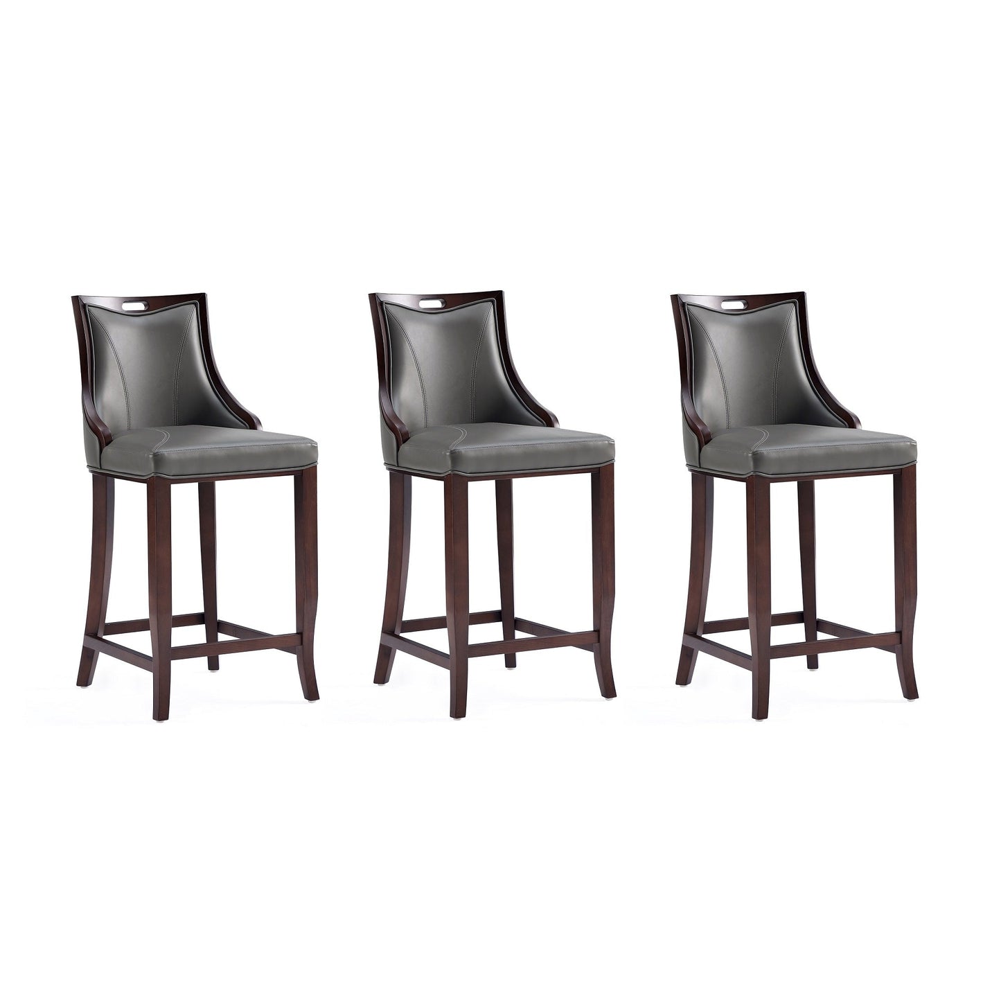 Manhattan Comfort Emperor 41 in. Walnut Beech Wood Bar Stool (Set of 2 or 3)