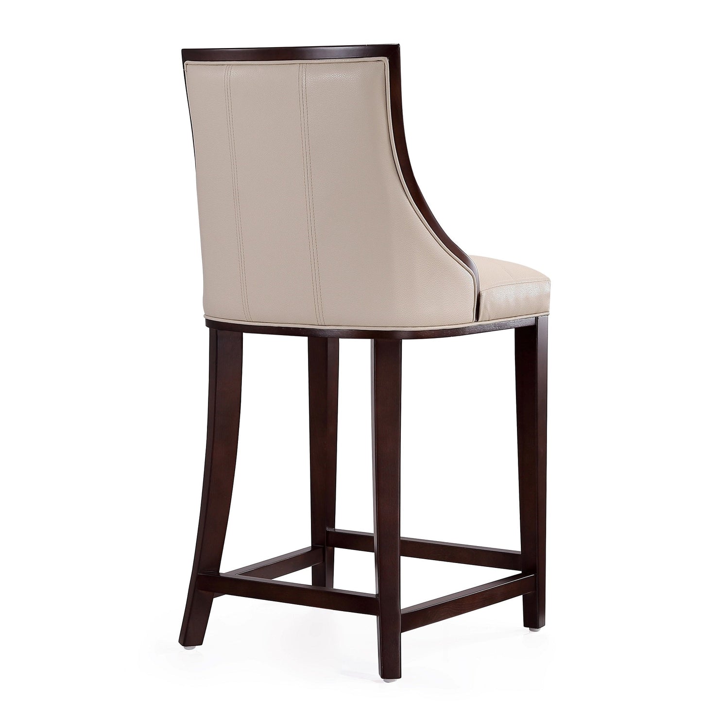 Manhattan Comfort Fifth Ave 39.5 in. Cream and Dark Walnut Beech Wood Counter Height Bar Stool (Set of 3) 3-CS012-CR