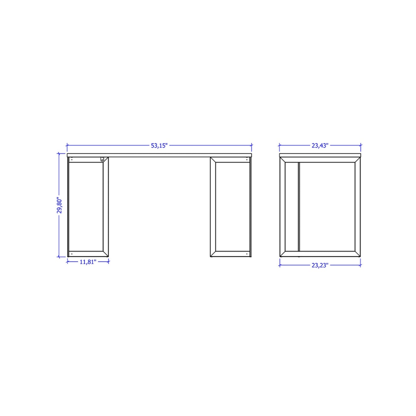 Manhattan Comfort Lexington 53.15 Desk with Metal Base in Maple Cream 72751