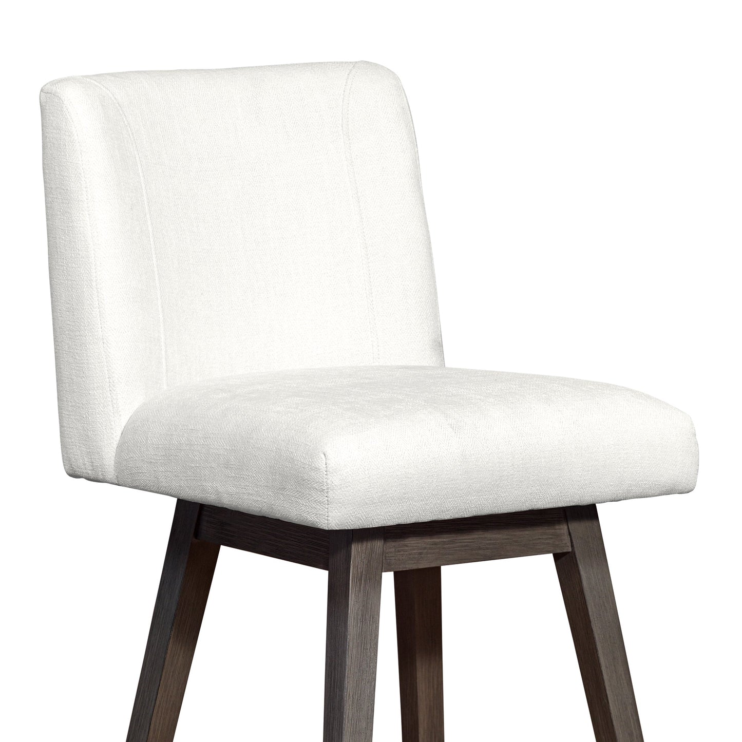 Basila Swivel Bar and Counter Stool in Oak Wood Finish with Fabric Upholstery