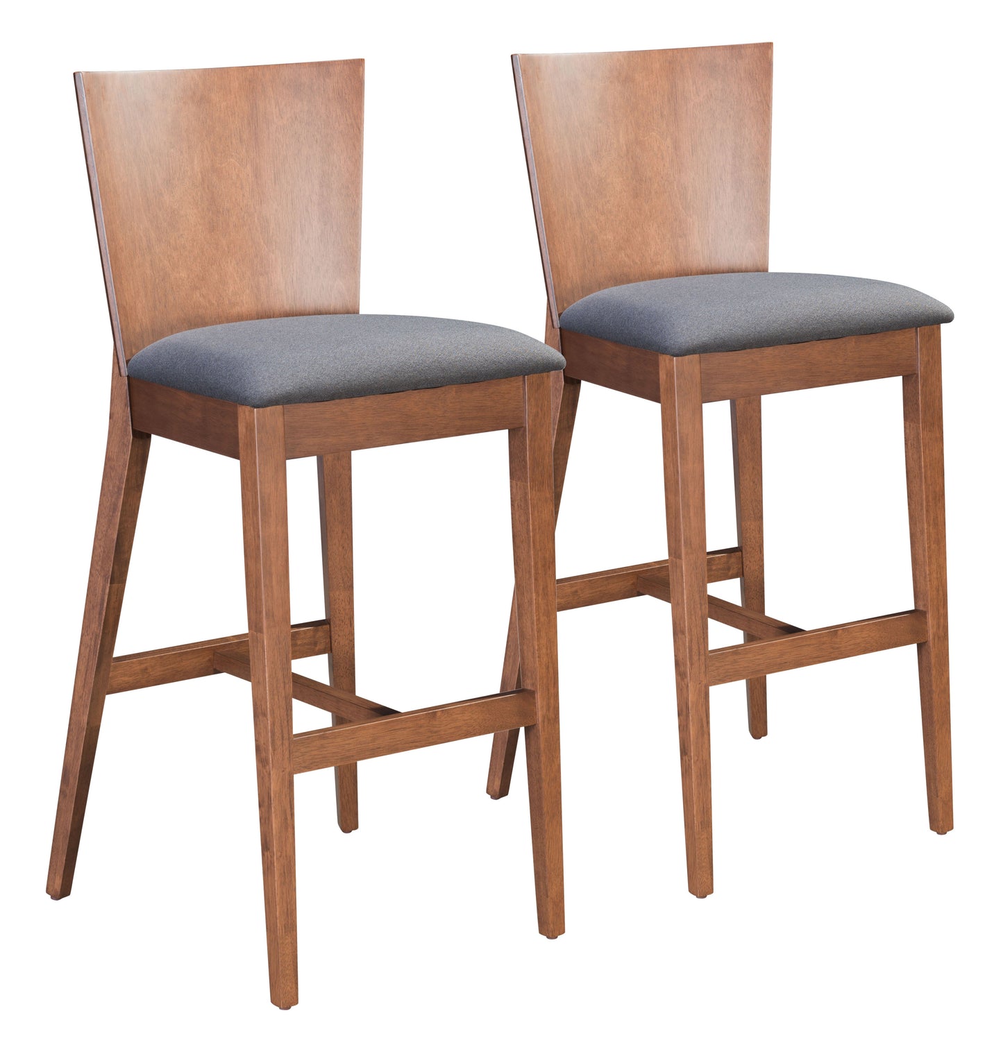 Ambrose Barstool (Set of 2) Walnut & Gray