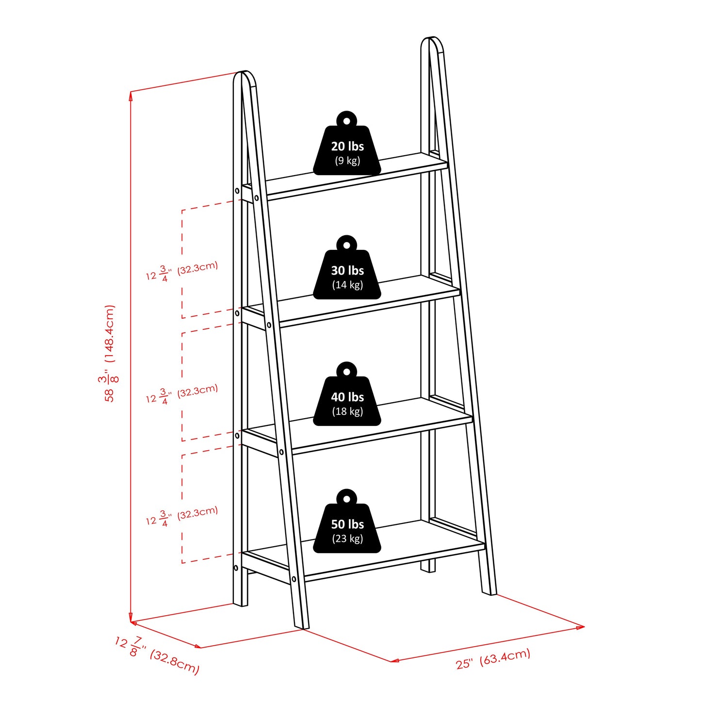Avalon 4-Tier A-Frame Shelf, Espresso