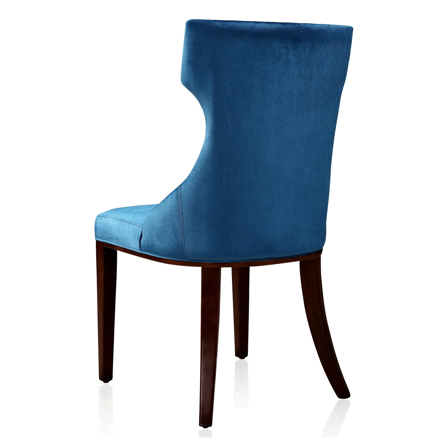 Manhattan Comfort Reine Cobalt Blue and Walnut Velvet Dining Chair (Set of Two) DC007-CB