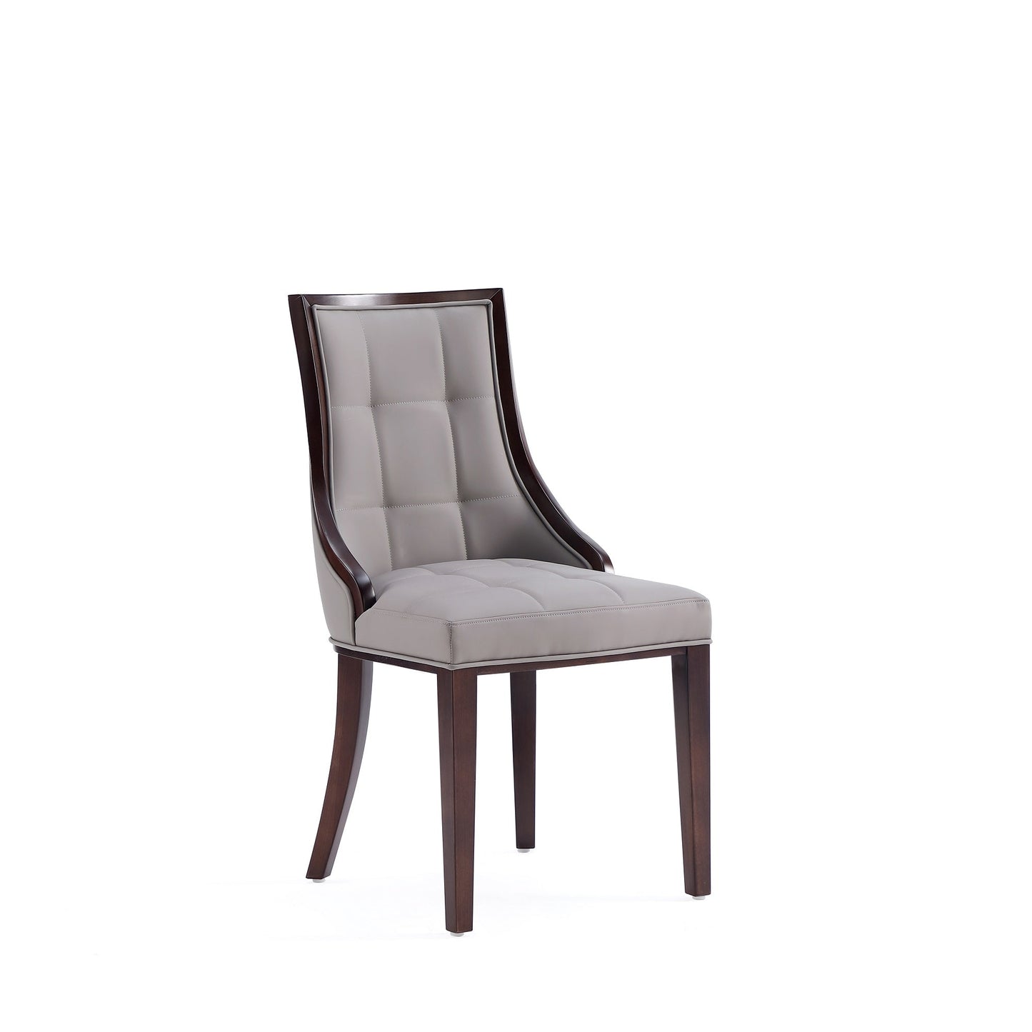Manhattan Comfort Fifth Avenue Faux Leather Dining Chair in Grey and Walnut (Set of 2) DC008-GY