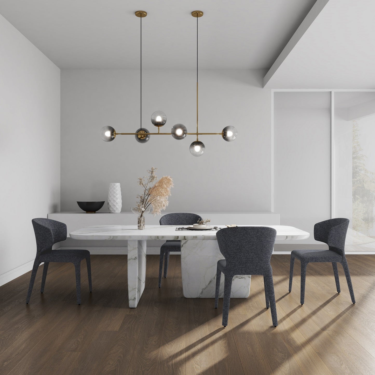 Manhattan Comfort Conrad Modern Woven Tweed Dining Chair in Grey (Set of 2) DC031-WGY