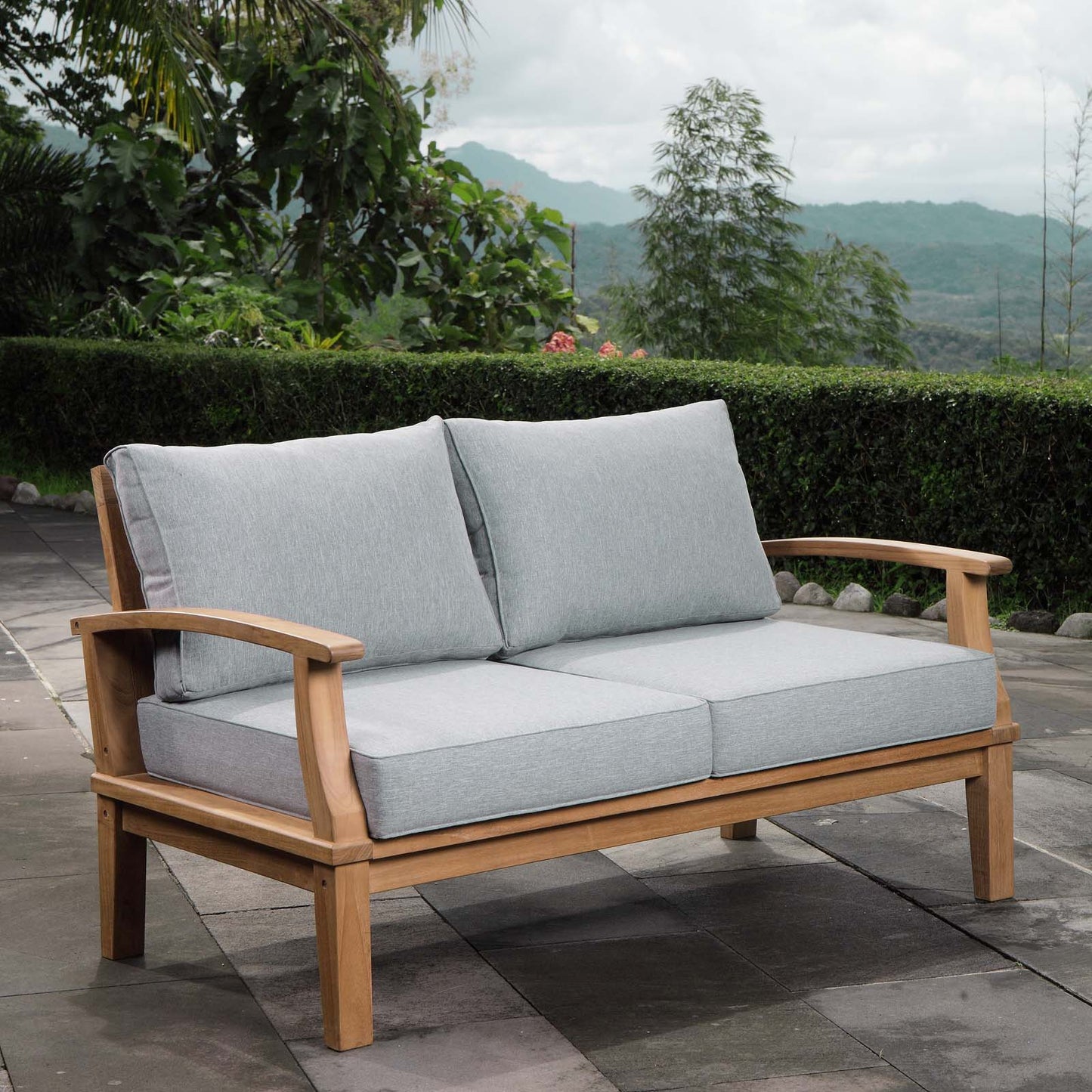 Marina Outdoor Patio Teak Loveseat Natural