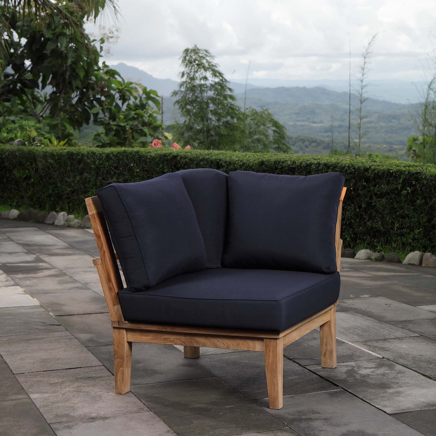 Marina Outdoor Patio Teak Corner Sofa by Modway EEI-1146-NAT-NAV-SET