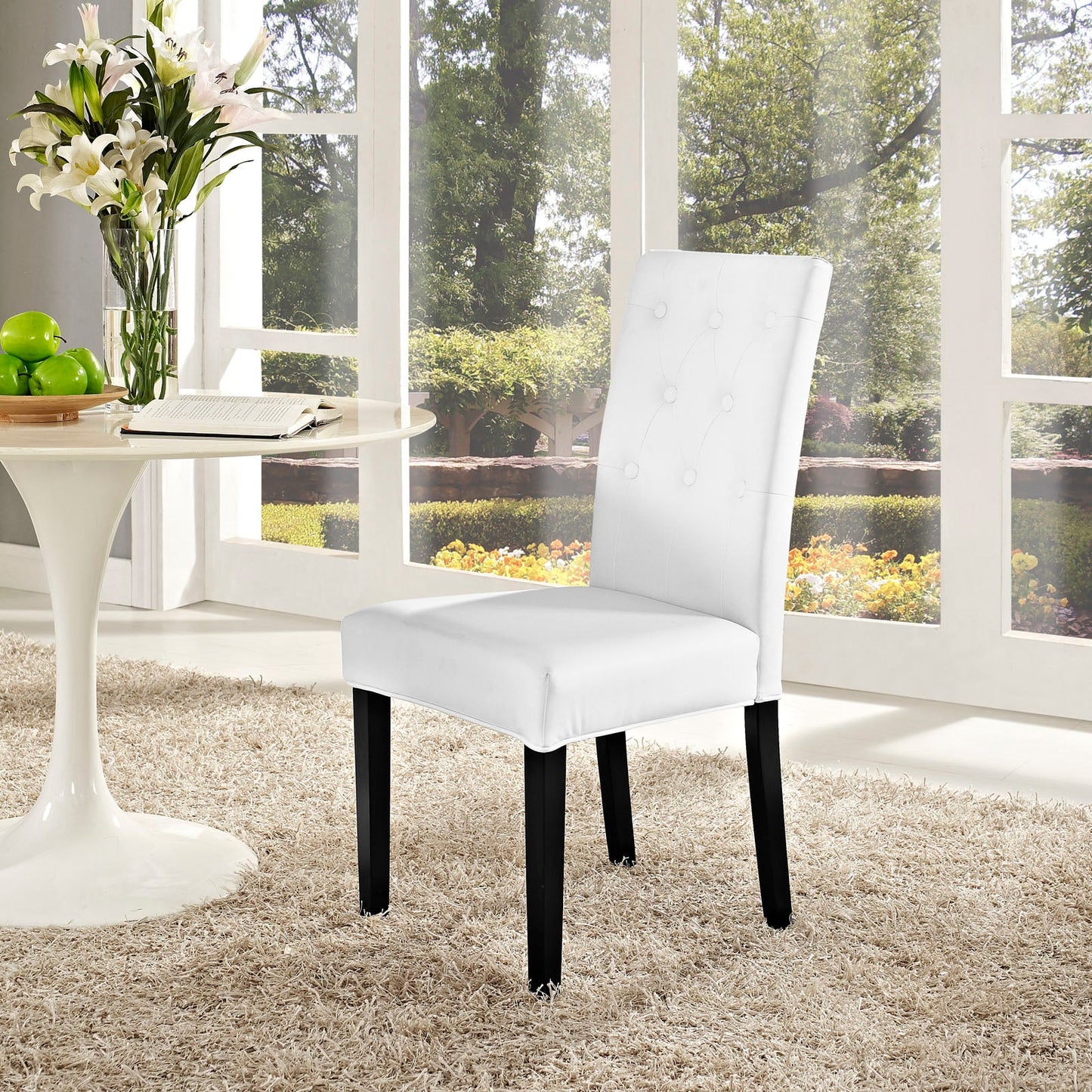 Confer Dining Side Chair Vinyl Set of 2 or 4, White, EEI-3323-WHI, EEI-3324-WHI, EEI-1382-WHI
