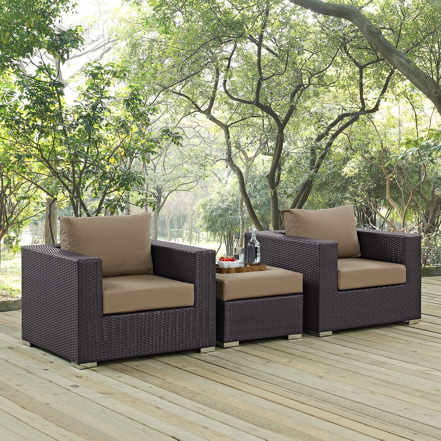 Convene 3 Piece Outdoor Patio Sofa Set Espresso