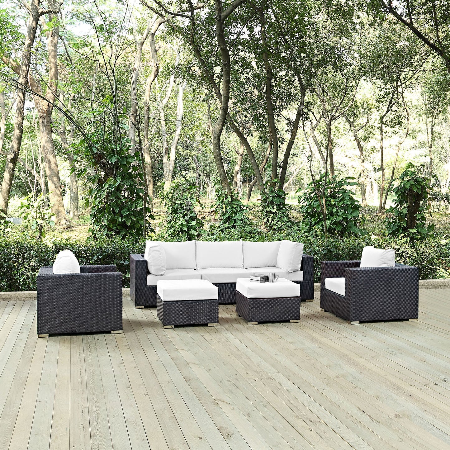 Convene 7 Piece Outdoor Patio Sectional Set Espresso