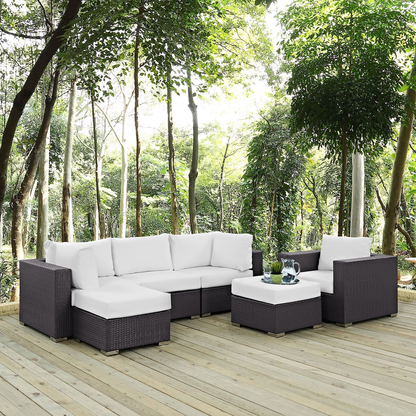 Convene 6 Piece Outdoor Patio Sectional Set Espresso
