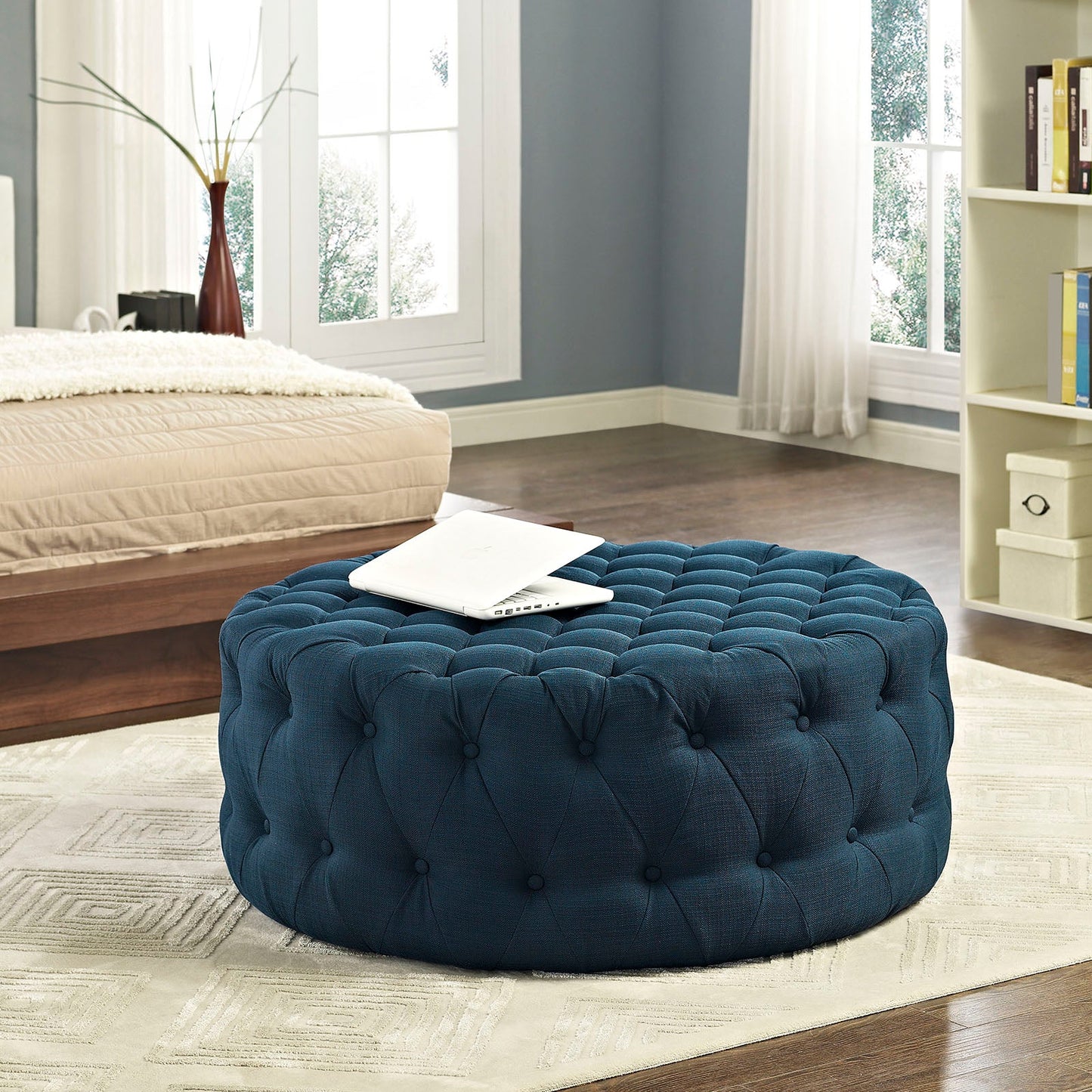 Amour Upholstered Fabric Ottoman by Modway EEI-2225-AZU
