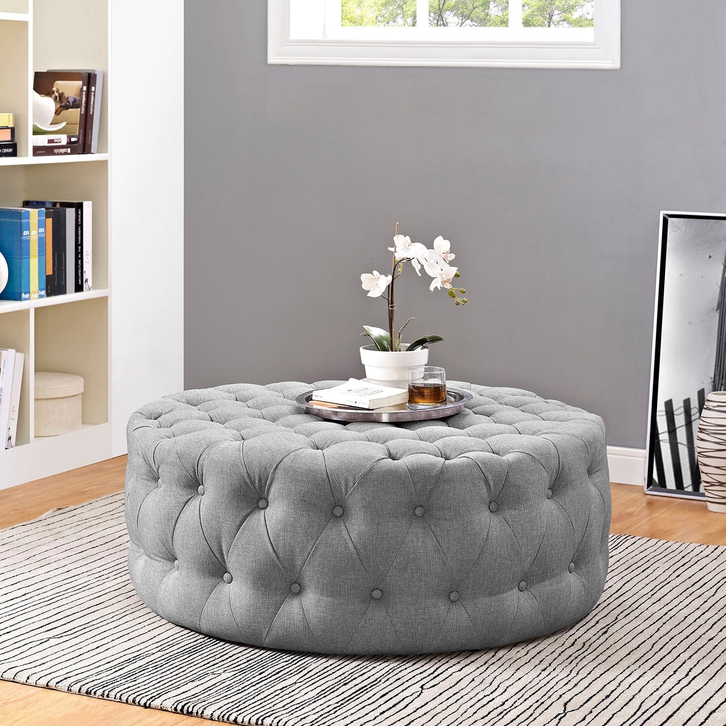 Amour Upholstered Fabric Ottoman by Modway EEI-2225-LGR