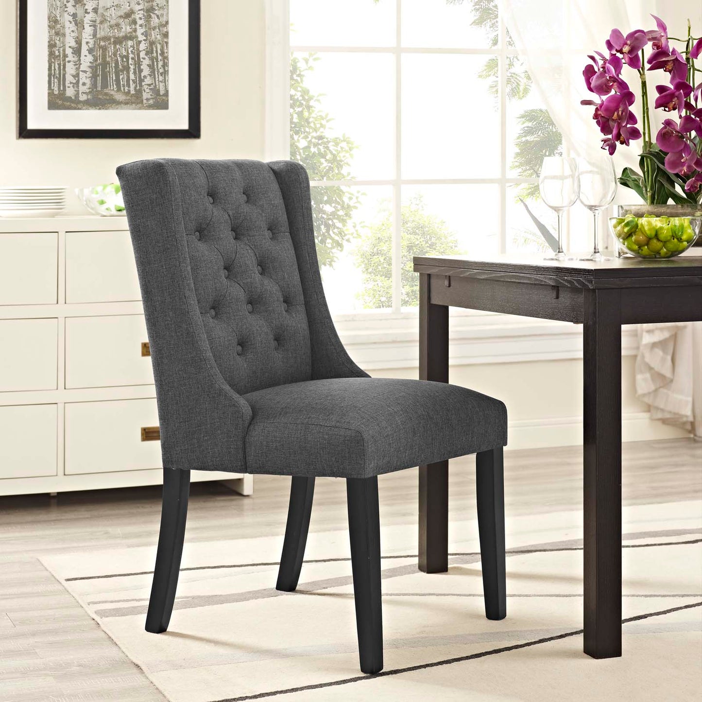 Baronet Button Tufted Fabric Dining Chair by Modway EEI-2235-GRY