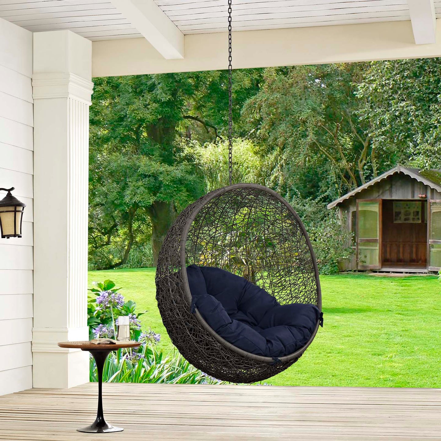 Hide Outdoor Patio Swing Chair Without Stand Gray Navy EEI-2654-GRY-NAV