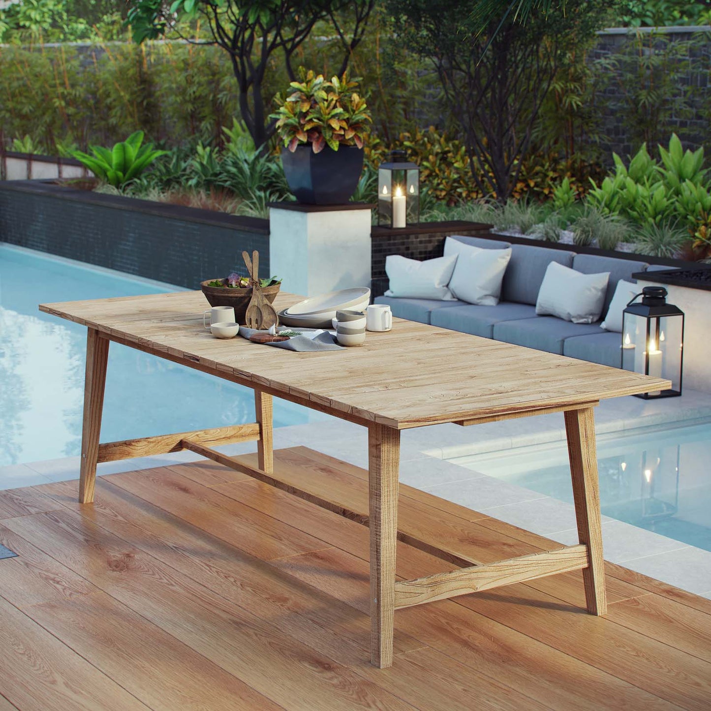 Dorset Outdoor Patio Teak Dining Table by Modway EEI-2713-NAT