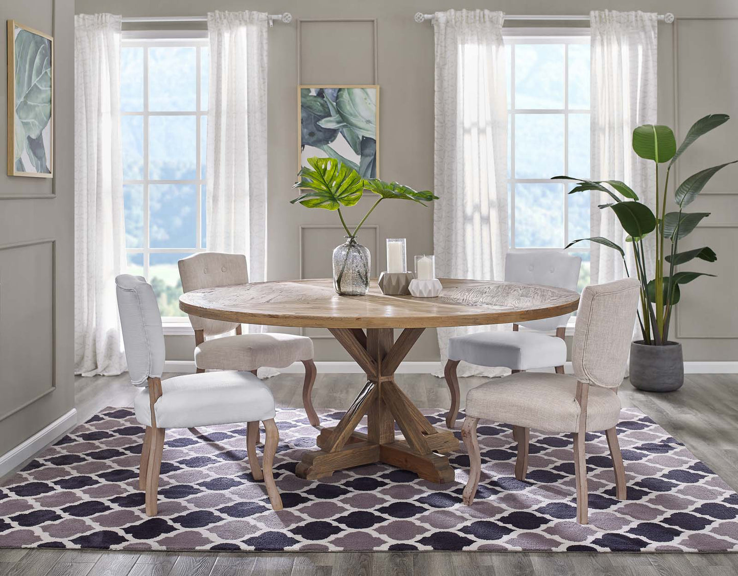 Stitch Round Pine Wood Dining Table