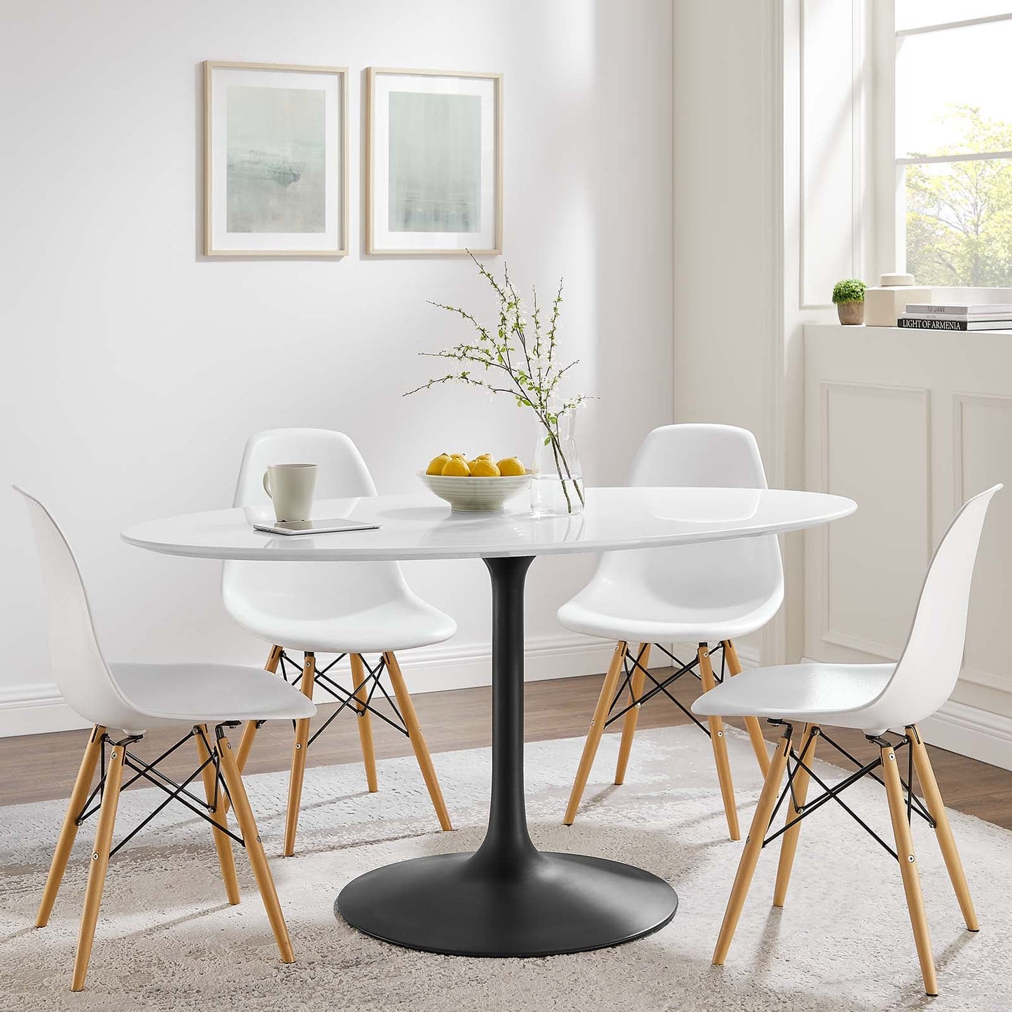Lippa 60" Oval Artificial Marble Dining Table