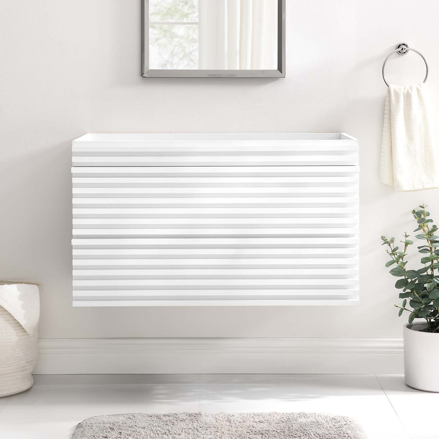 Render 36" Wall-Mount Bathroom Vanity Cabinet (Sink Basin Not Included) White EEI-4339-WHI