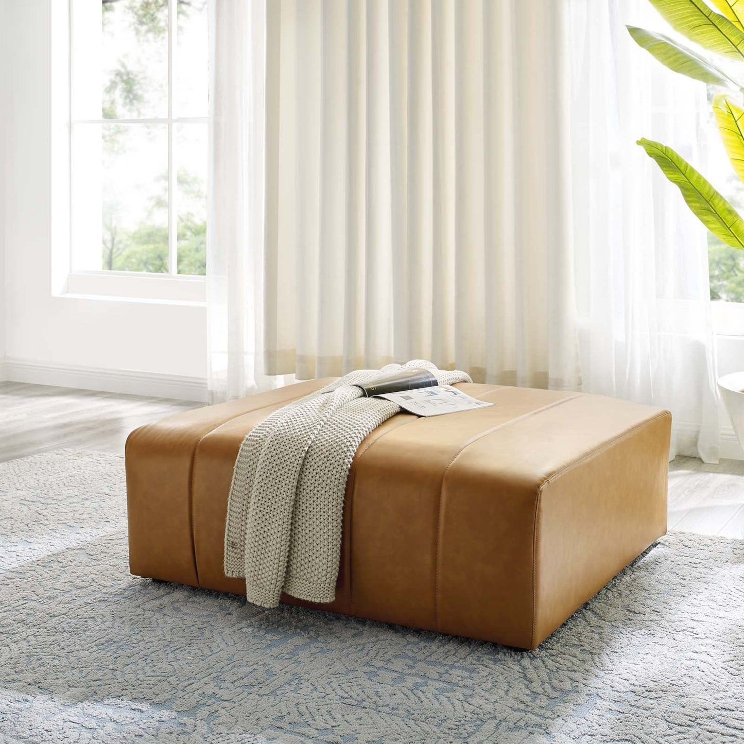 Bartlett Vegan Leather Ottoman Tan EEI-4401-TAN