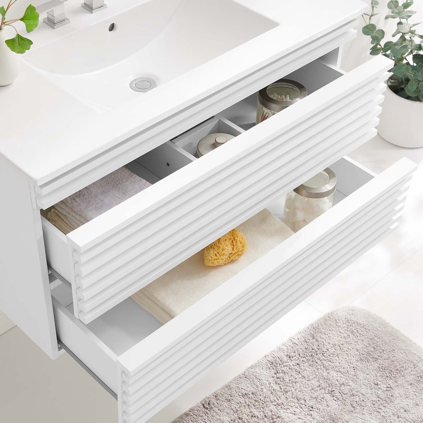 Render 36" Wall-Mount Bathroom Vanity White White EEI-4436-WHI-WHI