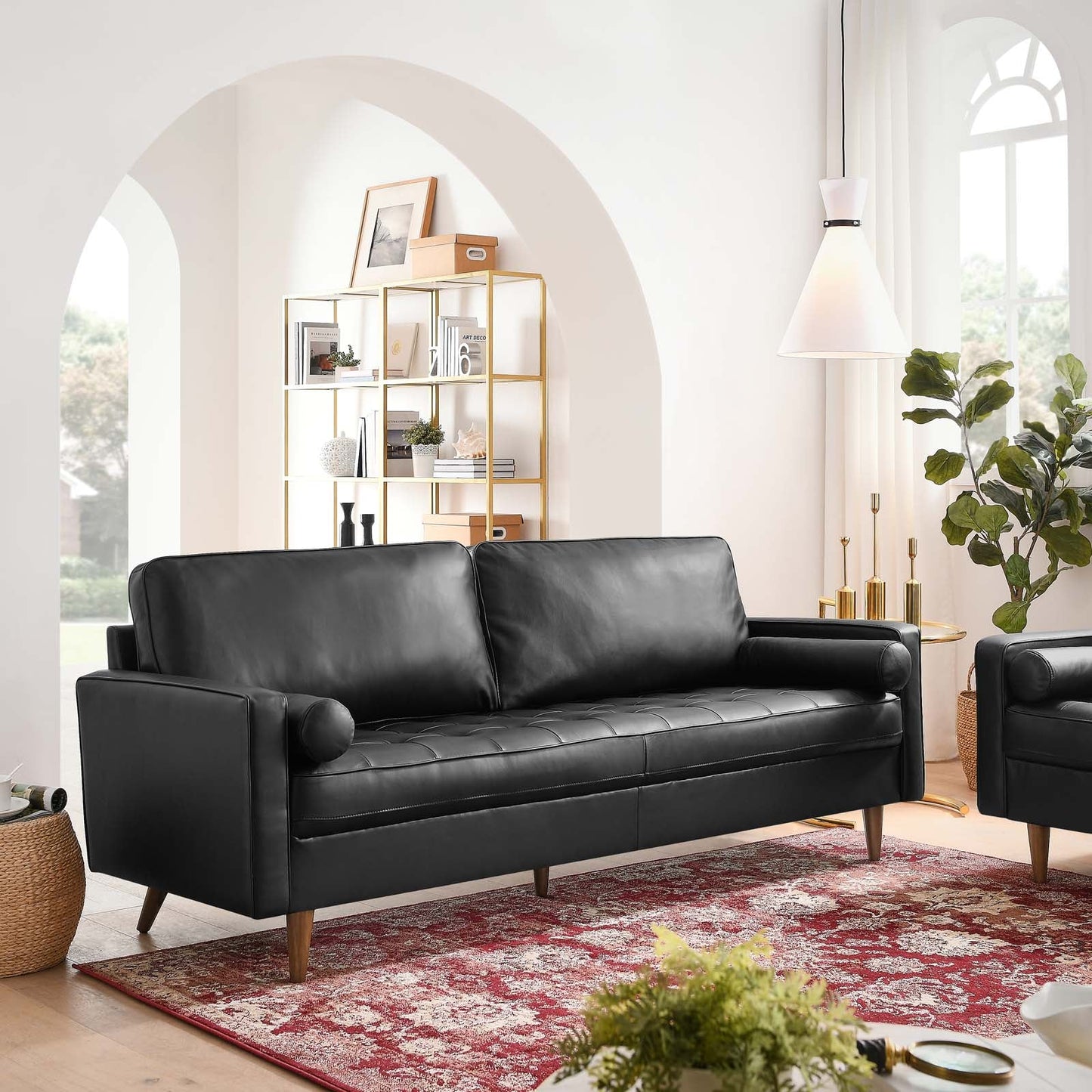 Valour Leather Sofa - Upholstered Faux Leather Sofa - 81" Sofa