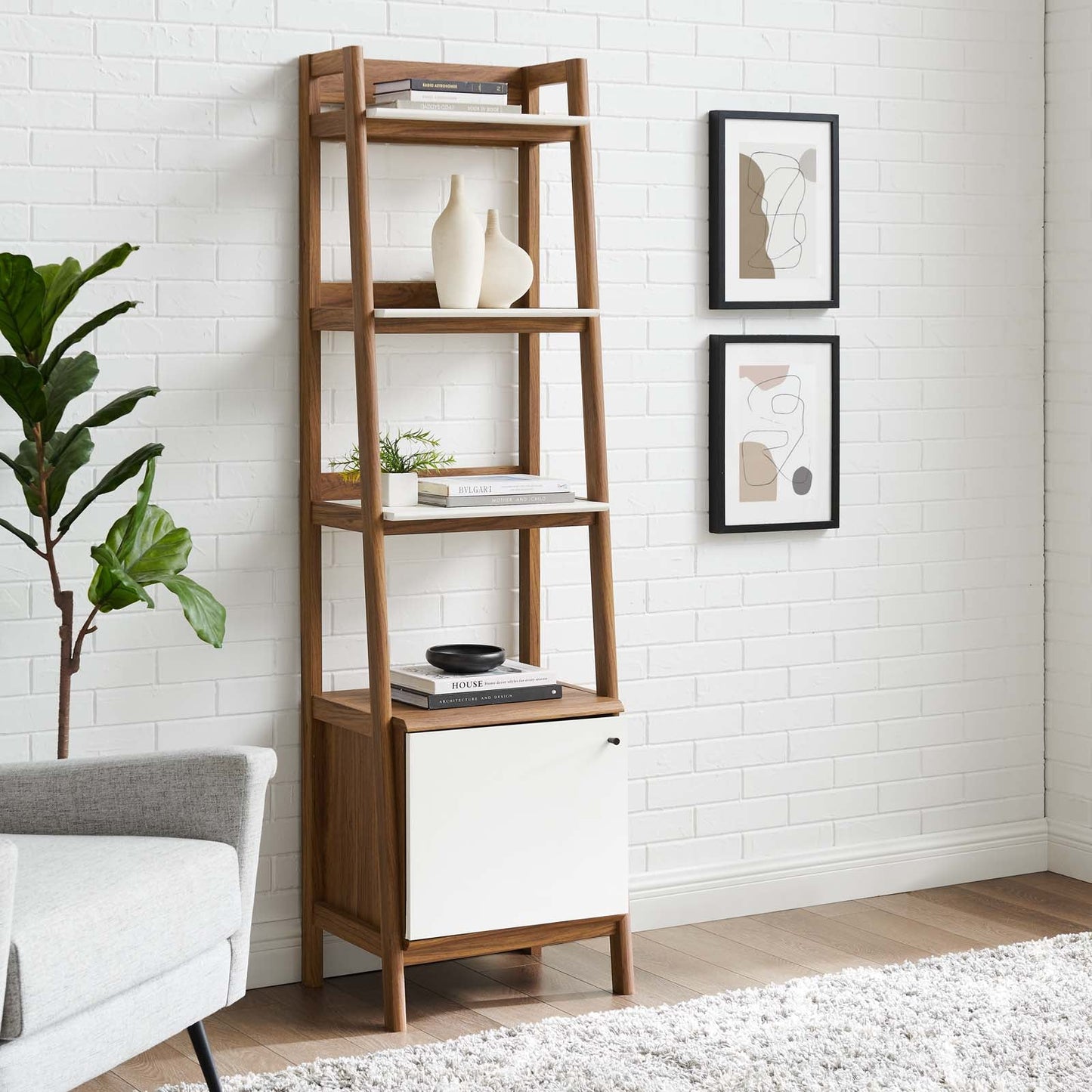 Bixby 21" Bookshelf Walnut White EEI-4655-WAL-WHI