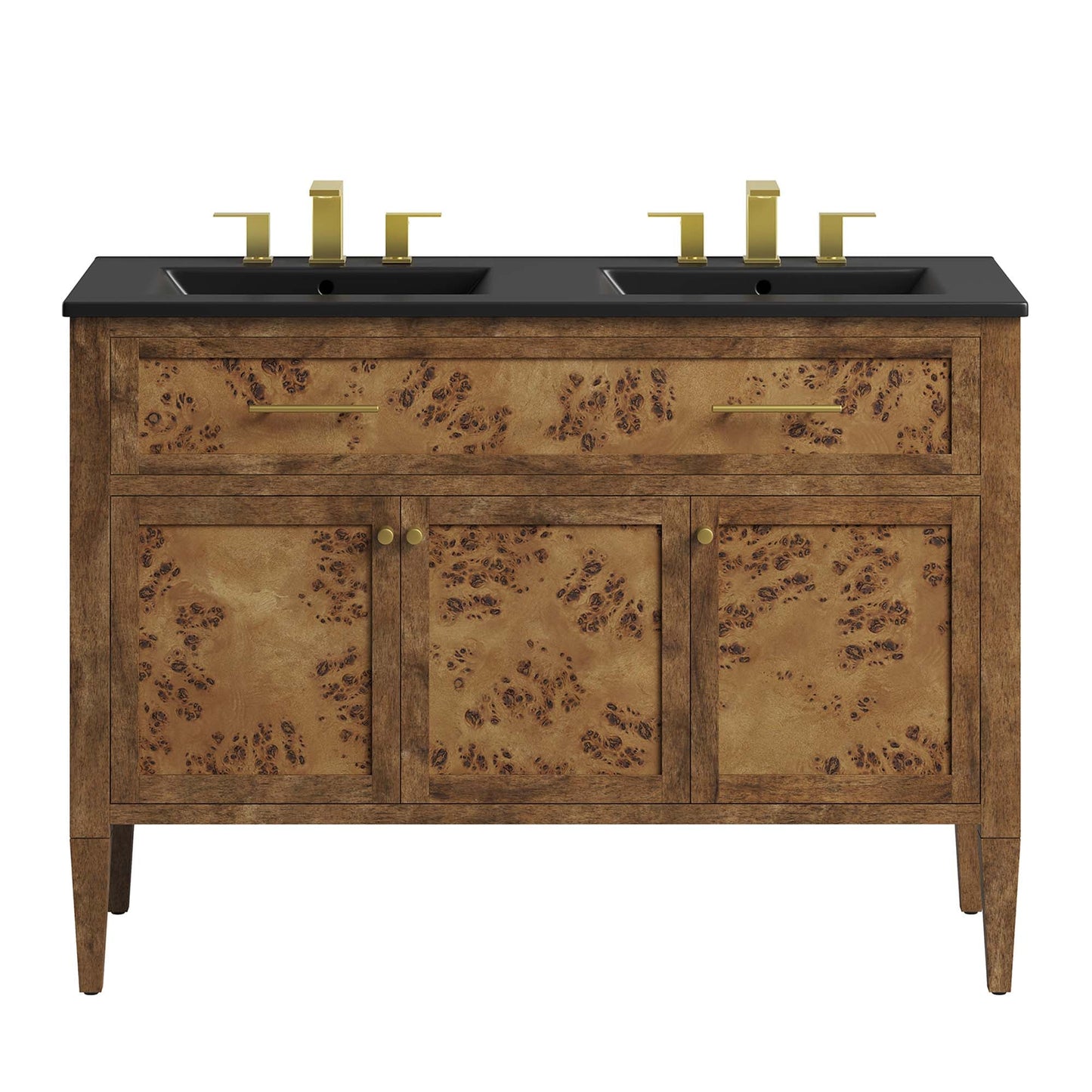 Elysian 48" Wood Double Sink Bathroom Vanity by Modway EEI-6457-BLK-BRN