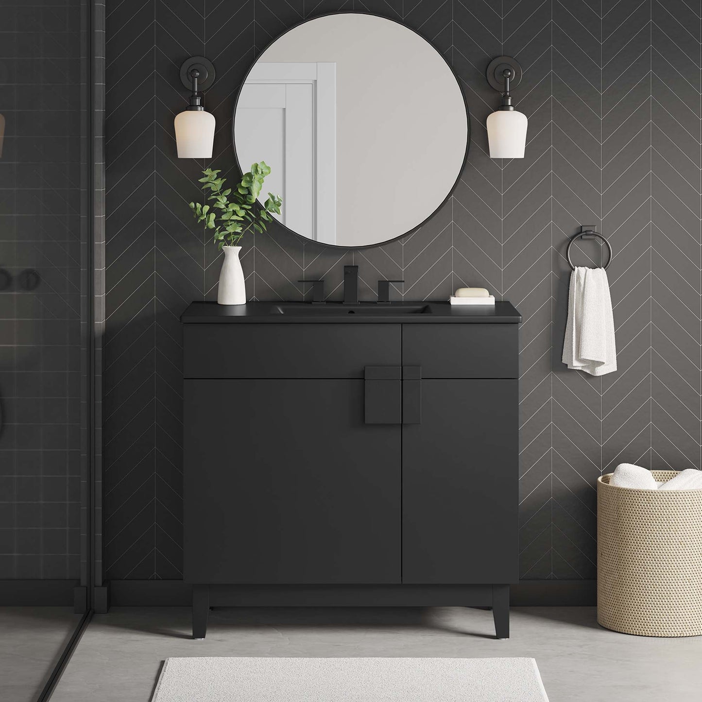 Miles 36” Bathroom Vanity by Modway EEI-6485-BLK-BLK