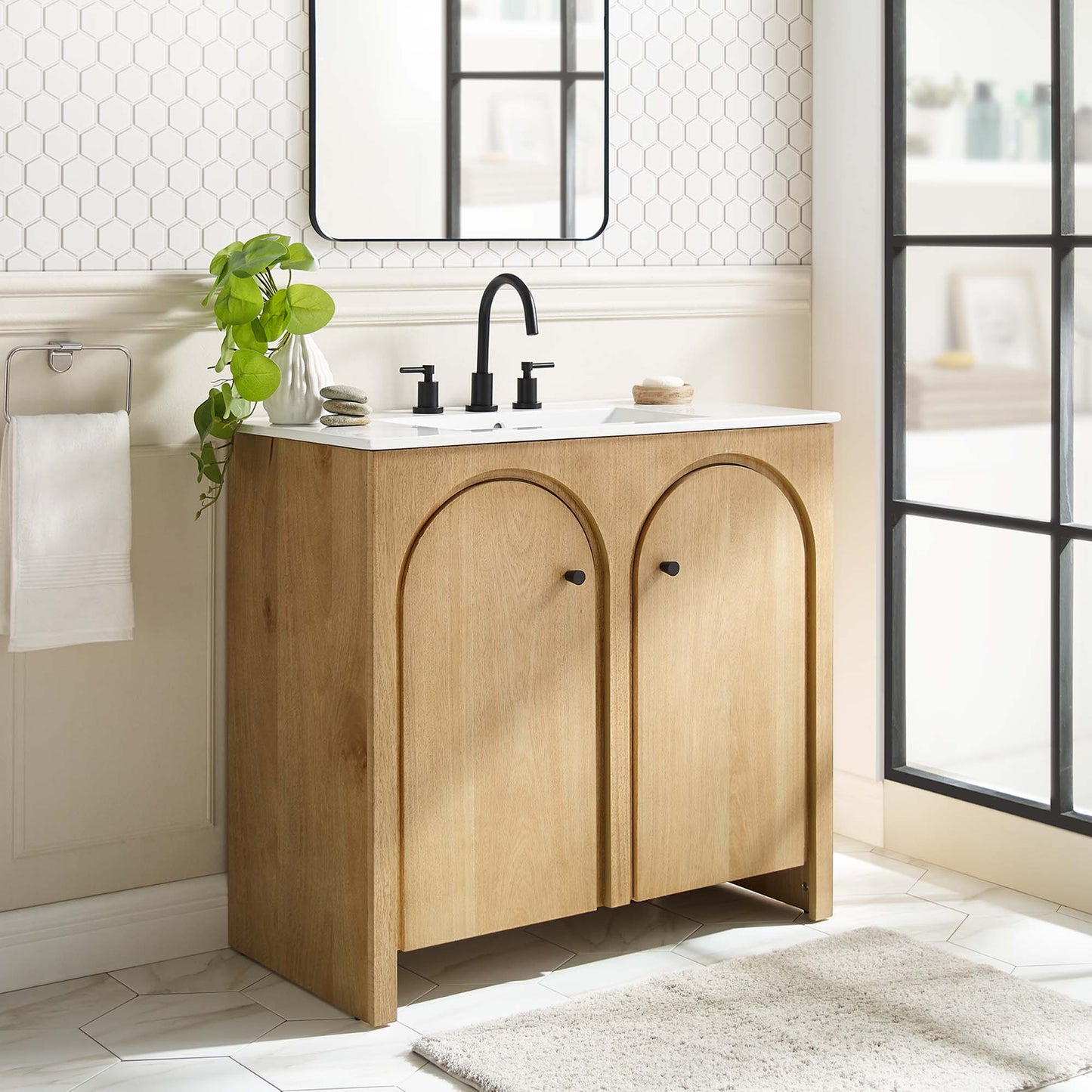 Appia 36" Bathroom Vanity Cabinet (Sink Basin Not Included) by Modway EEI-6540-OAK