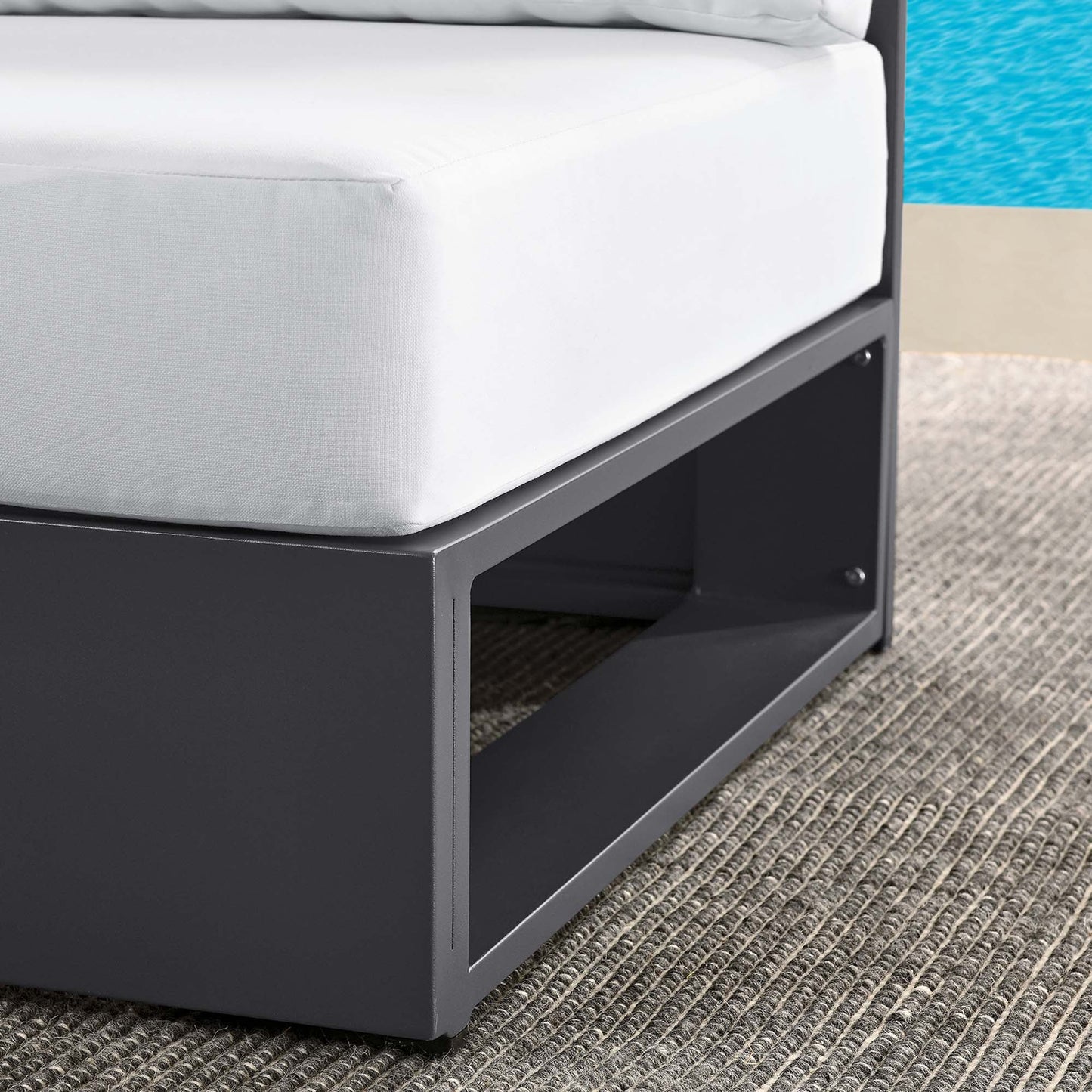 Tahoe Outdoor Patio Powder-Coated Aluminum Modular Armless Chair by Modway EEI-6628-GRY-WHI