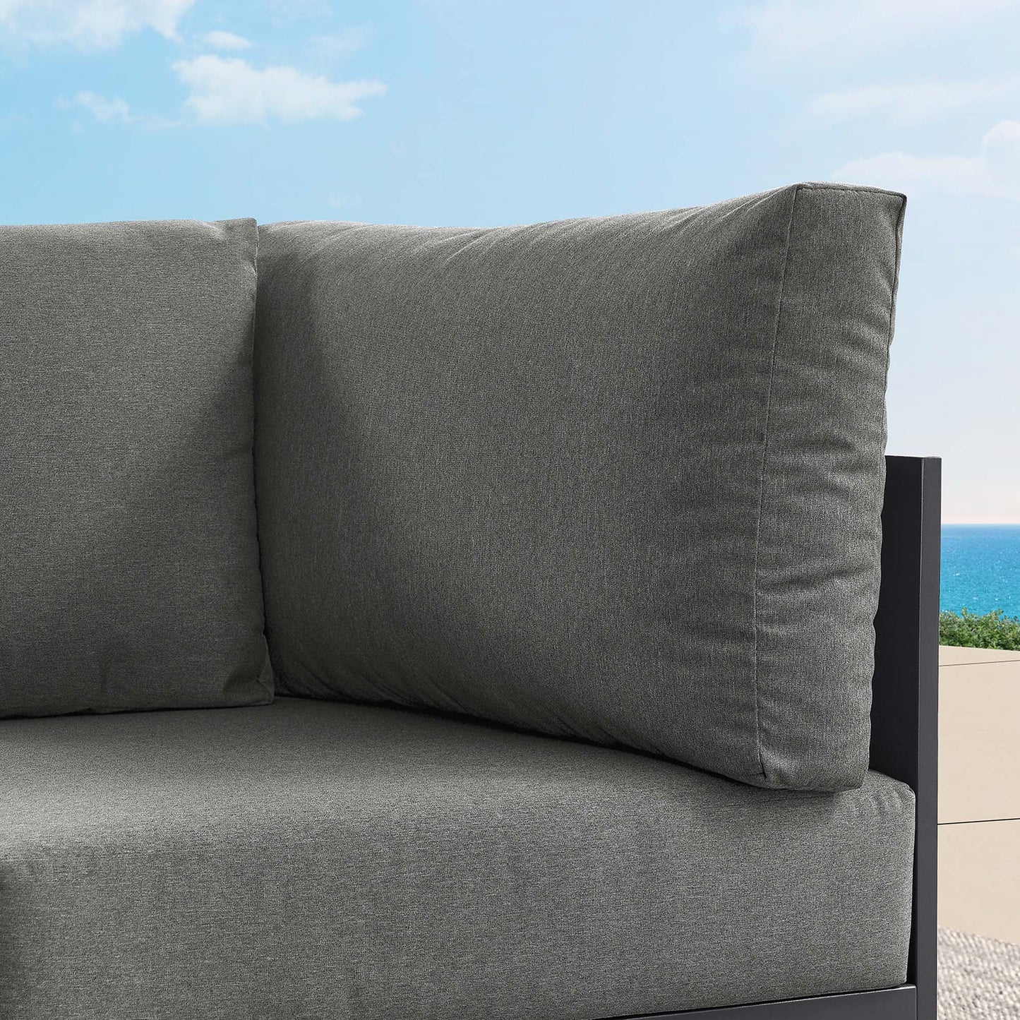 Tahoe Outdoor Patio Powder-Coated Aluminum Modular Corner Chair by Modway EEI-6631-GRY-CHA