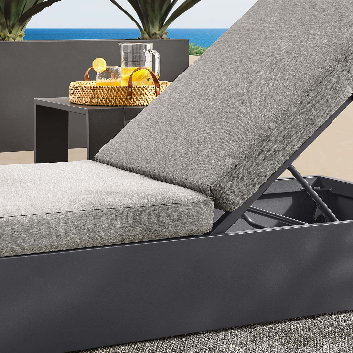 Tahoe Outdoor Patio Powder-Coated Aluminum Chaise Lounge Chair by Modway EEI-6634-GRY-GRY