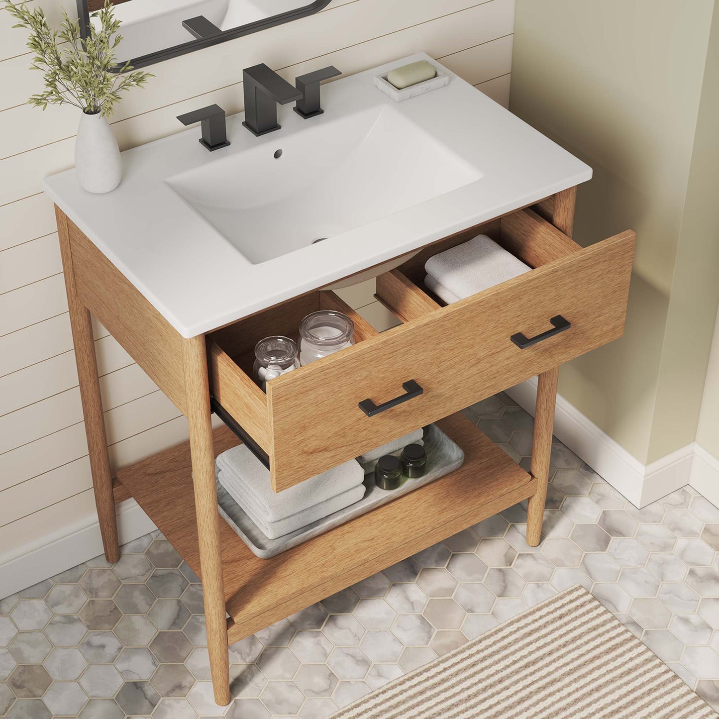 Zaire 30" Bathroom Vanity by Modway EEI-6662-NAT-WHI