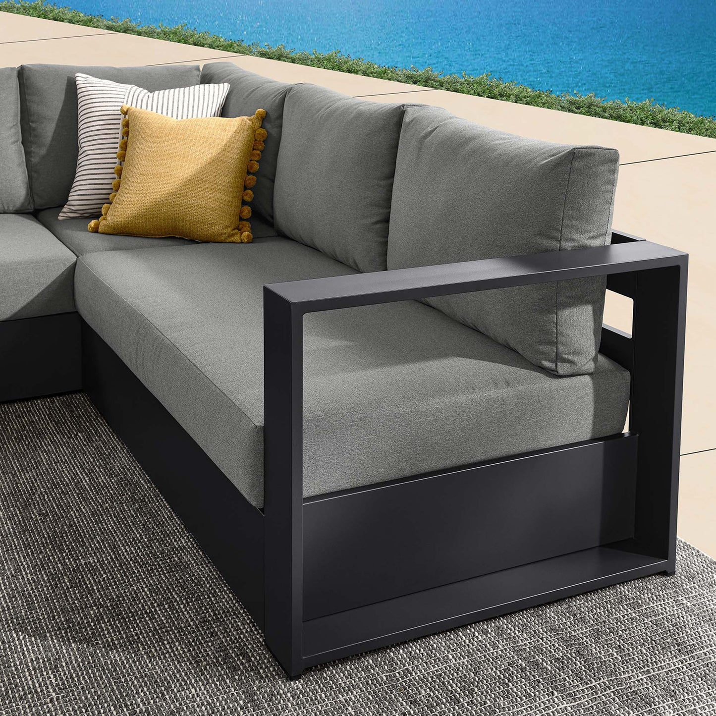 Tahoe 3-Piece Outdoor Patio Powder-Coated Aluminum Sectional Sofa Set by Modway EEI-6668-GRY-CHA