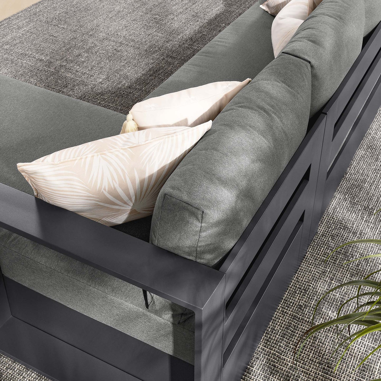 Tahoe 2-Piece Outdoor Patio Powder-Coated Aluminum Right-Facing Chaise Sectional Sofa Set by Modway EEI-6669-GRY-CHA