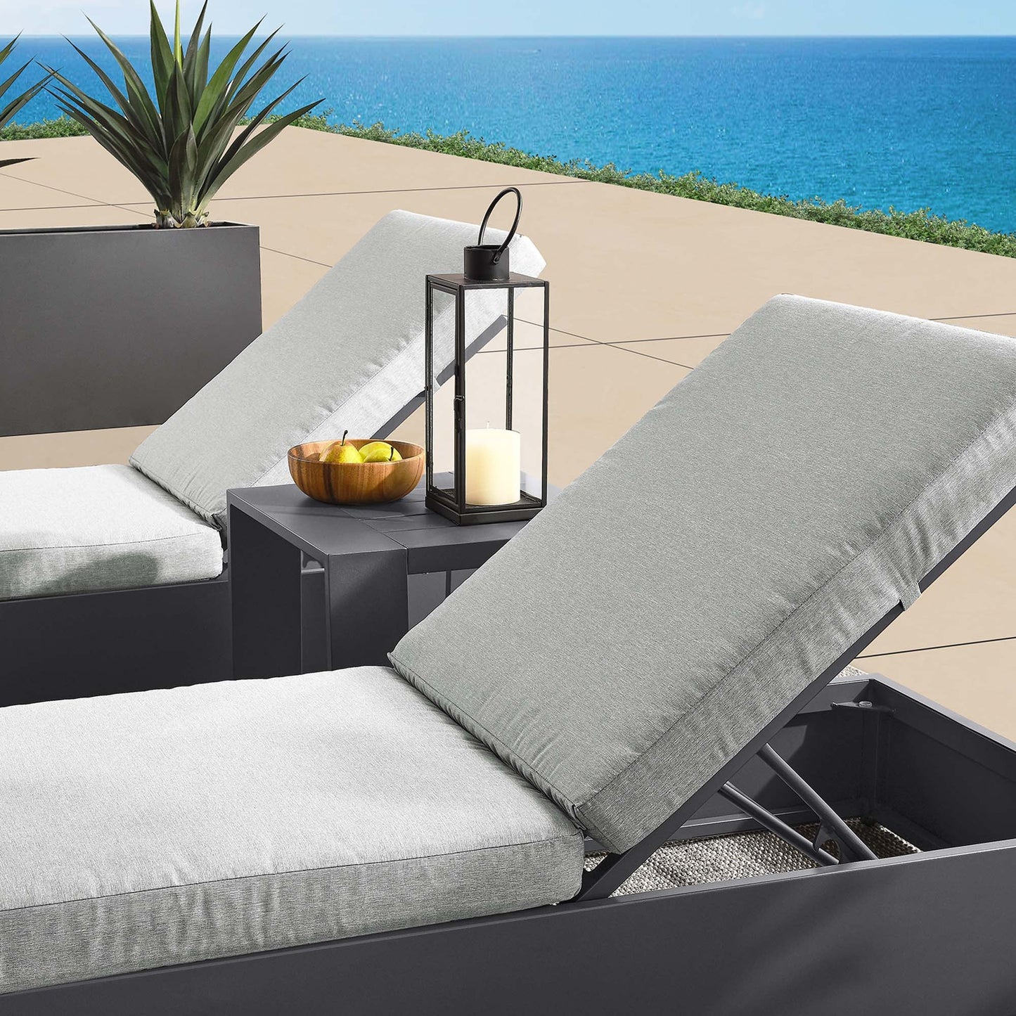 Tahoe 3-Piece Outdoor Patio Powder-Coated Aluminum Chaise Lounge Set by Modway EEI-6673-GRY-GRY