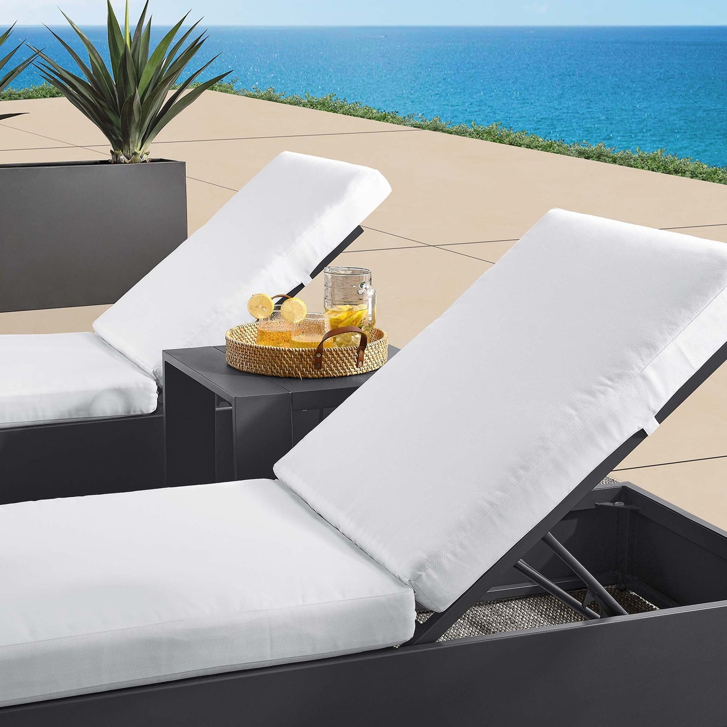 Tahoe 3-Piece Outdoor Patio Powder-Coated Aluminum Chaise Lounge Set by Modway EEI-6673-GRY-WHI