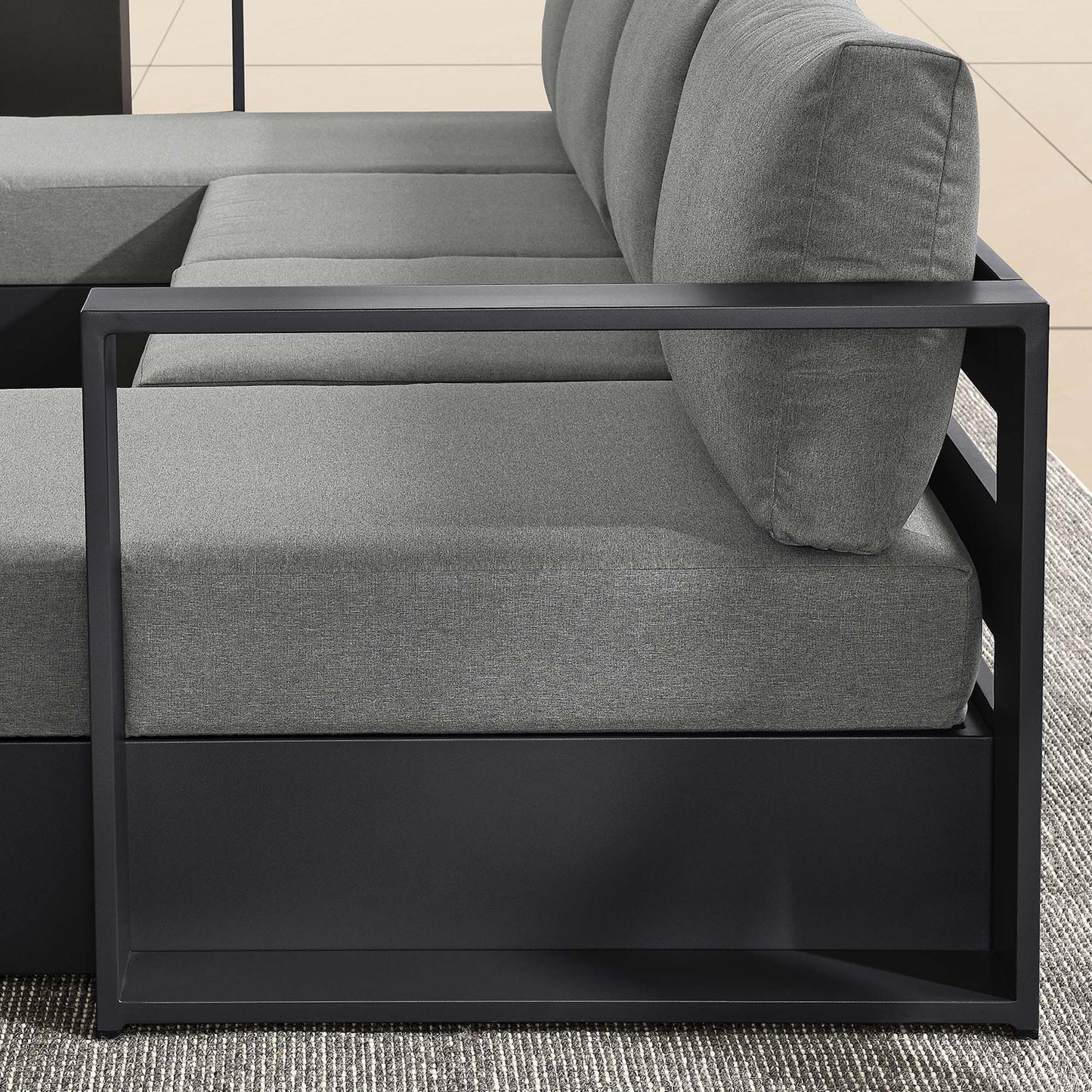 Tahoe 4-Piece Outdoor Patio Powder-Coated Aluminum Sectional Sofa Set by Modway EEI-6676-GRY-CHA