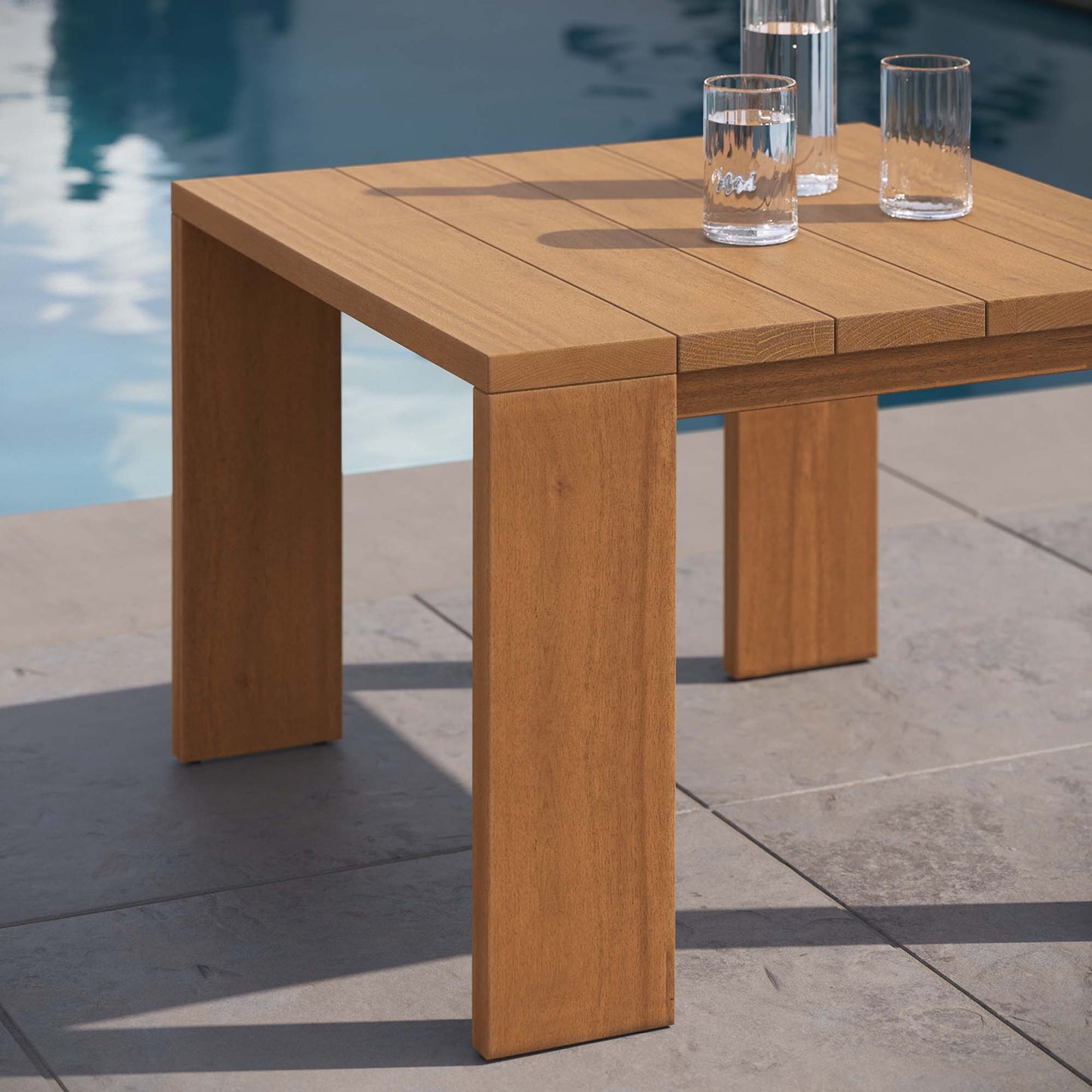 Tahoe Outdoor Patio Acacia Wood Side Table by Modway EEI-6787-NAT