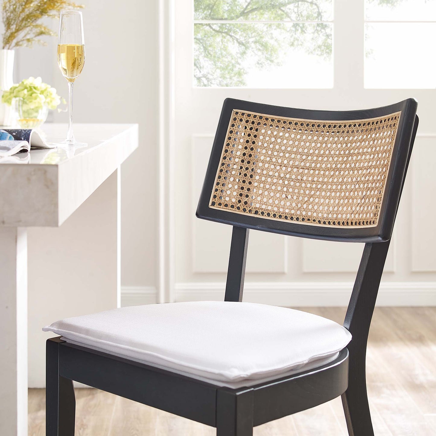 Caledonia Wood Counter Stools Set of 2 by Modway EEI-6821-BLK-WHI