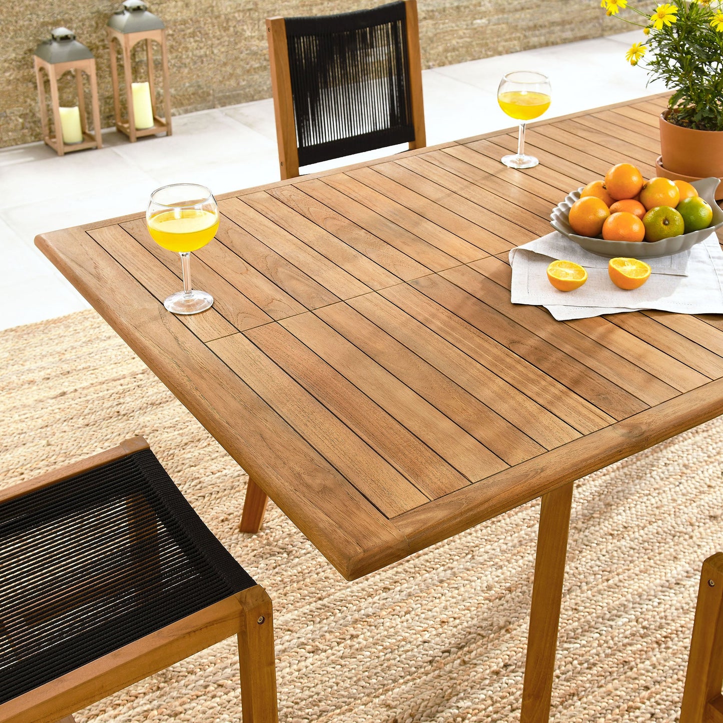 Vienna 7-Piece Outdoor Patio Teak and Rope Dining Set with Armless Chairs by Modway EEI-6927-NAT-BLK