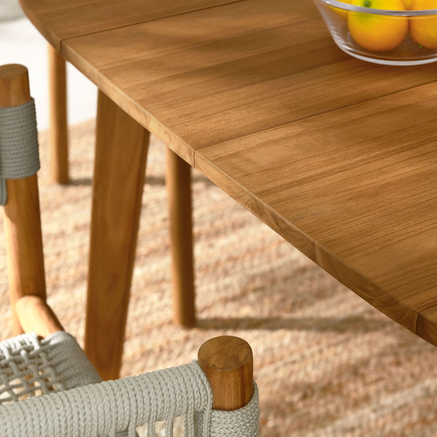 Vienna 5-Piece Outdoor Patio Teak and Rope Dining Set with Curved-Back Armchairs by Modway EEI-6933-NAT-NAT