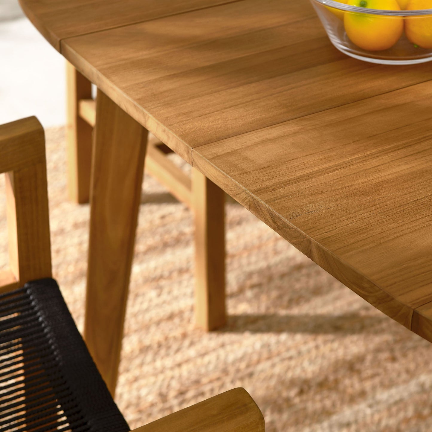 Vienna 5-Piece Outdoor Patio Teak and Rope Dining Set with Armchairs by Modway EEI-6935-NAT-BLK