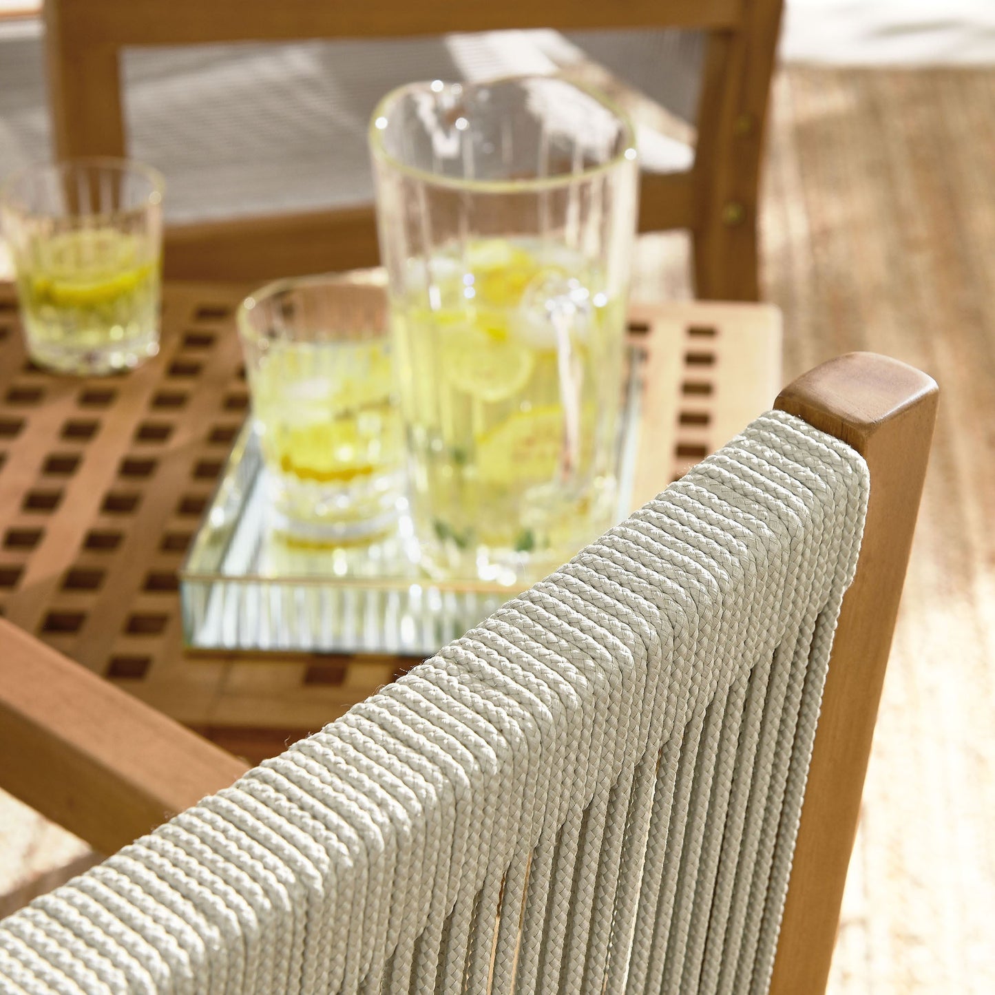 Vienna 3-Piece Outdoor Patio Teak and Rope Armchairs with Folding Side Table by Modway EEI-6936-NAT-NAT